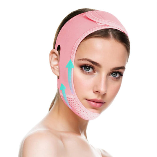 V Line Lifting Mask Chin Strap for Sleeping, V Line Lifting Mask for Women,Jaw Exerciser，Medium,Pink