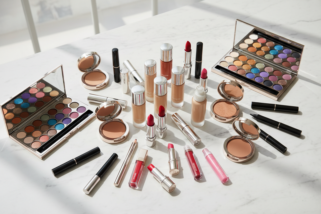 Makeup:

Foundations, concealers, and powders for flawless coverage

Lipsticks, glosses, and liners in vibrant, long-lasting shades

Eyeshadows, mascaras, and eyeliners to highlight your unique beauty (make it real photo0